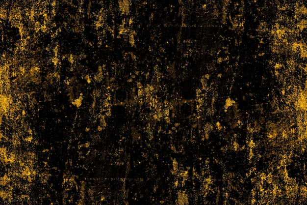 Arañazos rústicos y textura grunge en una superficie de pared de hormigón dañada de color amarillo oscuro