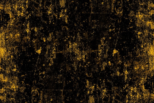 Arañazos rústicos y textura grunge en una superficie de pared de hormigón dañada de color amarillo oscuro