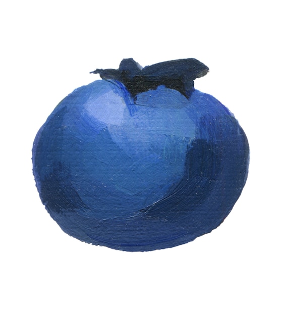 Arándano azul aislado sobre fondo blanco arándano acrílico dibujado a mano de cerca