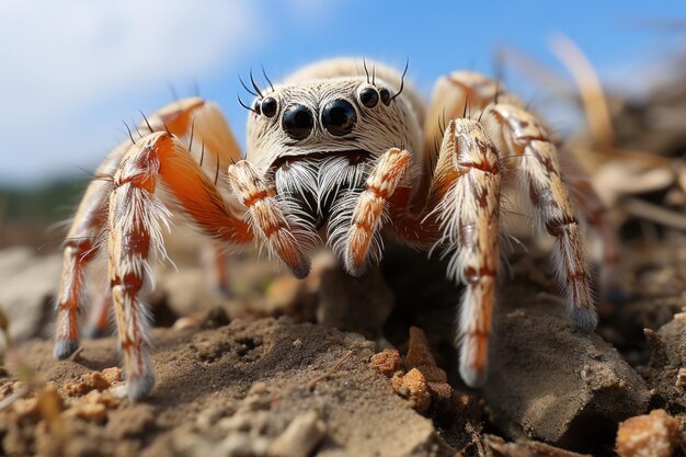 Aranha ágil explorando uma IA generativa de parede