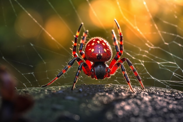 Aranha Arafed com marcas vermelhas e pretas nas costas generative ai