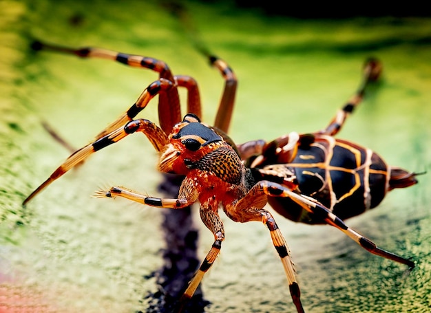 aranha cercada por uma teia no habitat