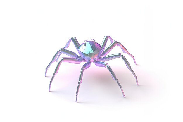 Foto aranha colorida holográfica em fundo branco