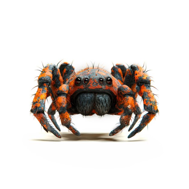 Foto aranha laranja e preta em fundo branco