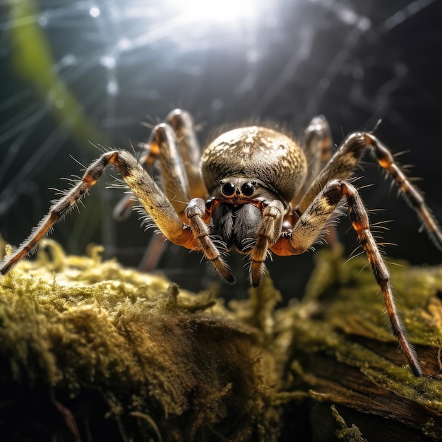 Aranha na teia gerada pela IA Imagem