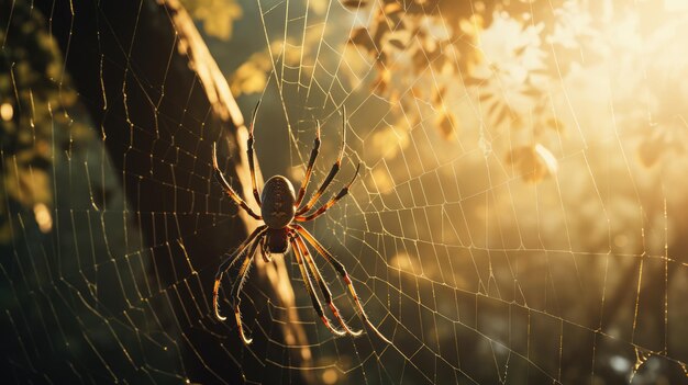 Aranha na teia gerada pela IA Imagem