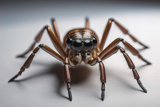 aranha saltadora em close-up em fundo de cor sólida copyspace ai generative