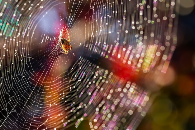 Aranha sentada no centro da sua teia