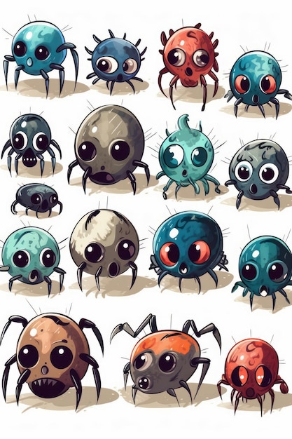 Aranhas de desenho animado com ilustra??o de Halloween