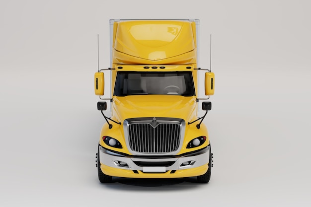 Arbeit für Lkw-Fahrer Lkw für den Transport von Gütern über lange Strecken 3D-Rendering