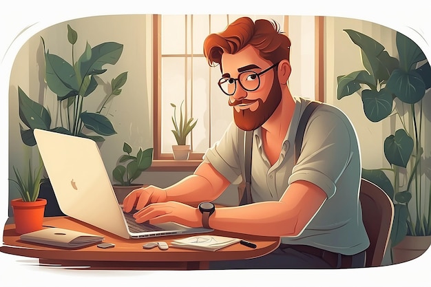 Arbeiten an einer Laptop-Illustration