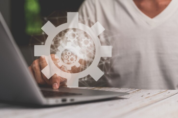 Foto arbeiten mit einem computersystem