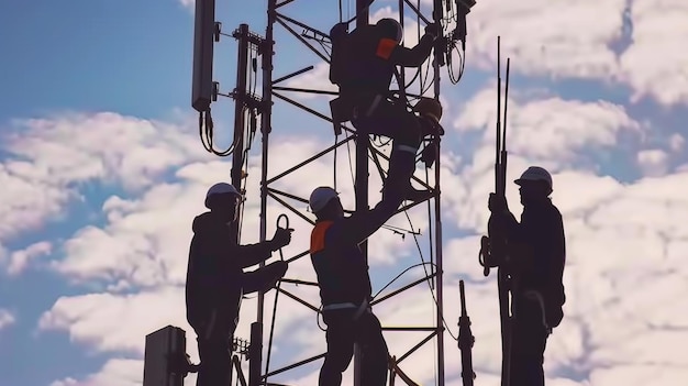 Arbeiter auf einem Turm