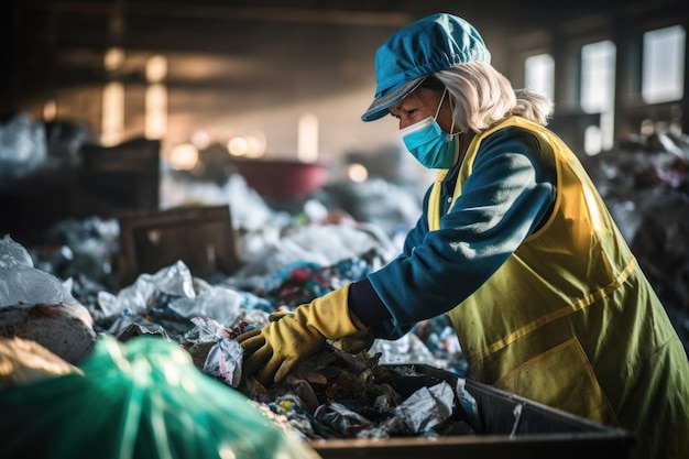 Arbeiter der Recyclingindustrie recyceln Gegenstände im Makrolinsen-Recyclingzentrum