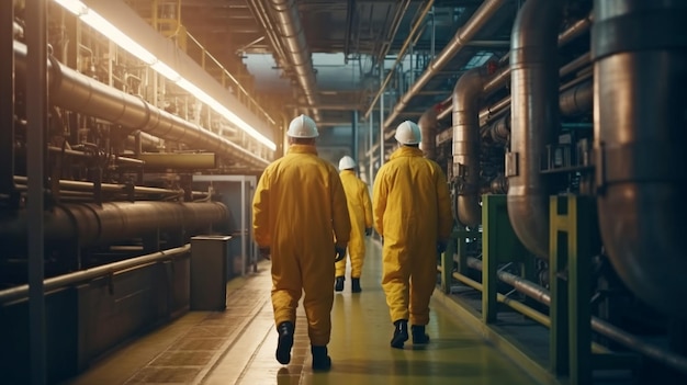 Arbeiter im petrochemischen Sektor der Ölindustrie und in der Öl- und Gasförderung Generative KI in einer Raffinerie-Fertigungsanlage
