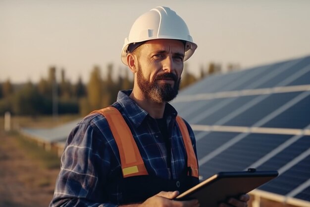 Arbeiter mit Sonnenkollektoren