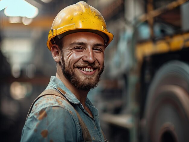 Foto arbeiter tragen schutzhelme in der werkstatt des stahlwerks