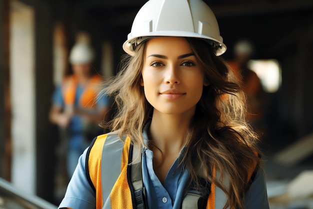 Arbeiterin auf der Baustelle KI-generiertes Bild