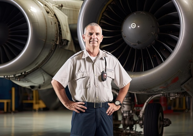 Foto arbeitet als flugzeugmechaniker