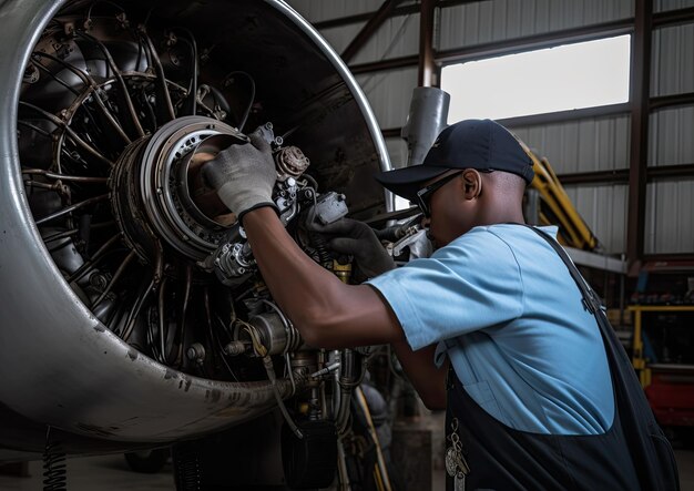 Arbeitet als Flugzeugmechaniker
