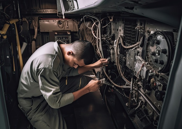 Arbeitet als Flugzeugmechaniker