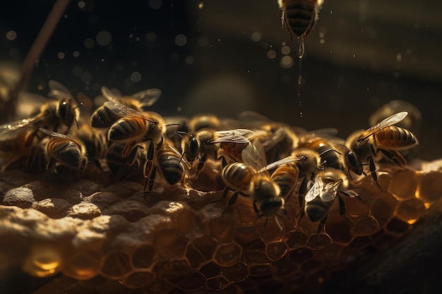 Arbeitsbienen im Bienenstock erzeugen Ai