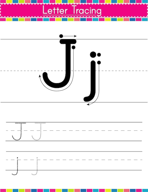 Arbeitsblatt zur Verfolgung des Alphabets J