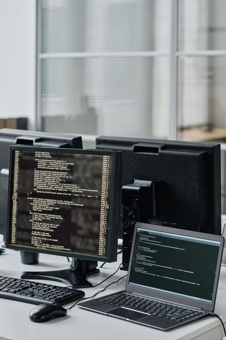 Arbeitsplatz von Entwicklern mit Computern