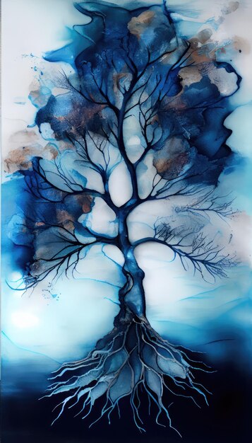 Árbol abstracto en tinta de alcohol