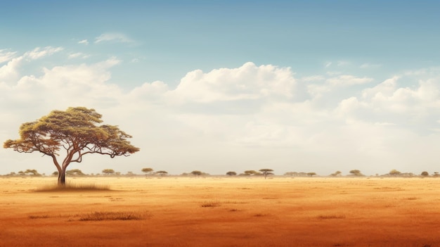 Foto un árbol de acacia solitario de pie en la vasta sabana africana