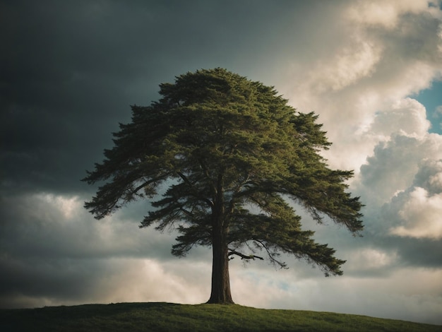 árbol alto desde el suelo hasta las nubes