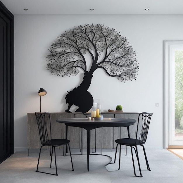 Árbol animal metal decoración de pared arte decoración del hogar