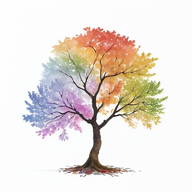 El árbol del arco iris de acuarela