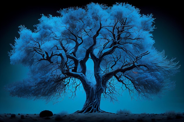 Un árbol azul con la palabra árbol en él.