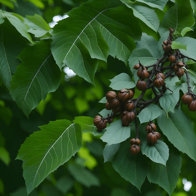 Un árbol con bayas y hojas que tienen la palabra t