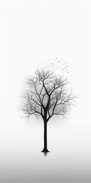 un, árbol, blanco, plano de fondo