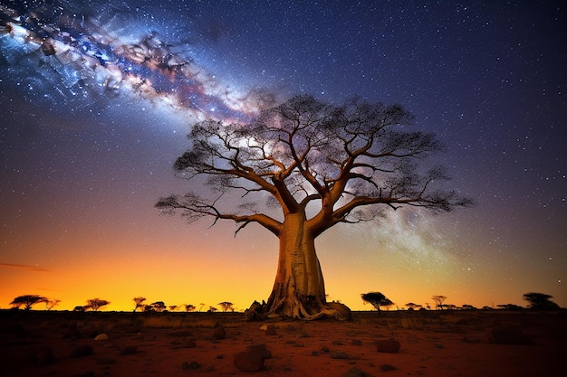 El árbol boab y la Vía Láctea en Kimberley