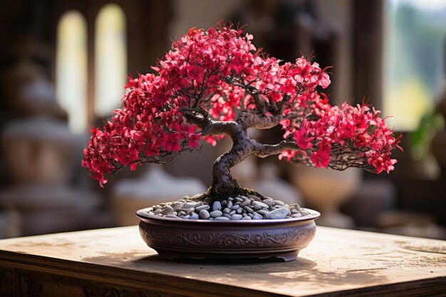 Árbol bonsái, una forma de arte tradicional japonesa, fotografía publicitaria profesional