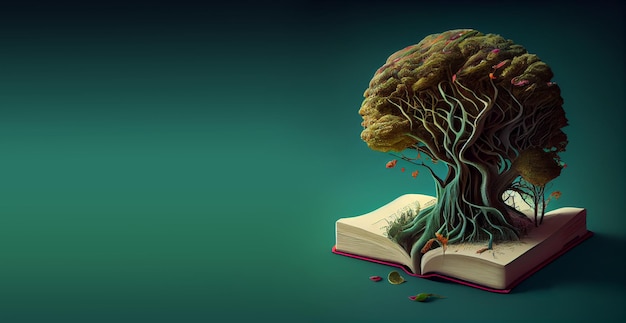 El árbol del cerebro crece a partir del concepto de educación de libros y crecimiento mental aprendiendo nuevas habilidades tienen sabiduría