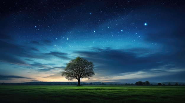 un árbol en el cielo nocturno