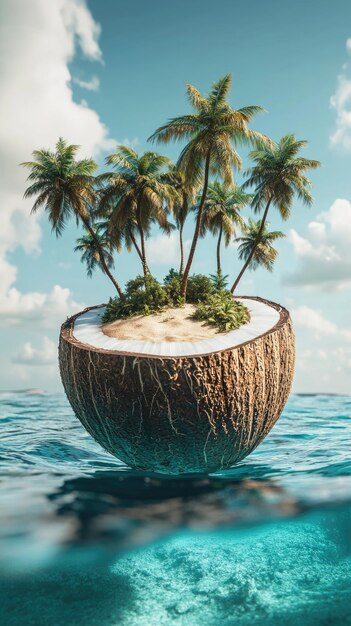 árbol de coco en un árbol de coko
