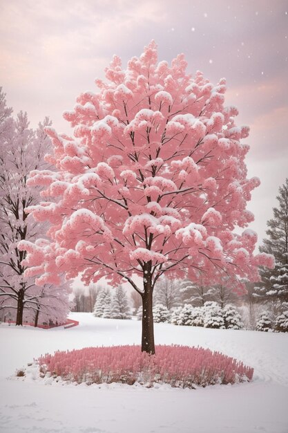 árbol de color naranja y árbol de color rosa
