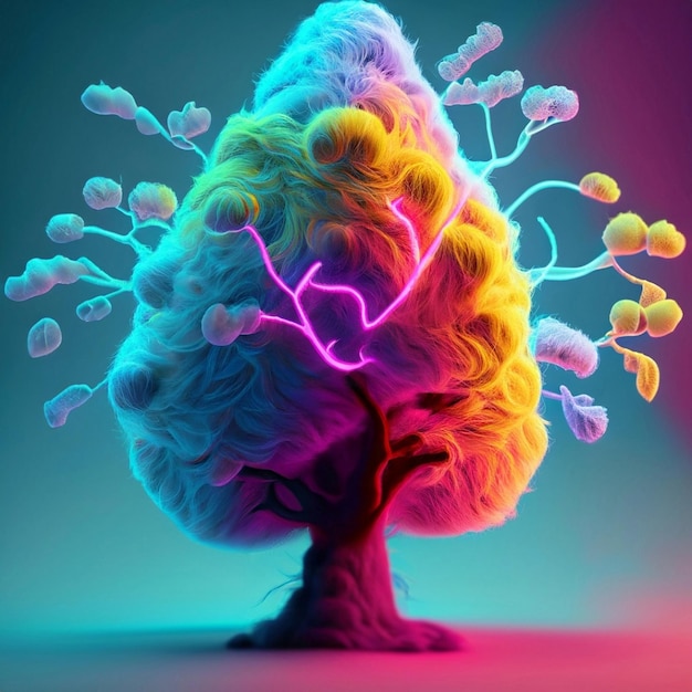 Árbol colorido de algodón suave 3D