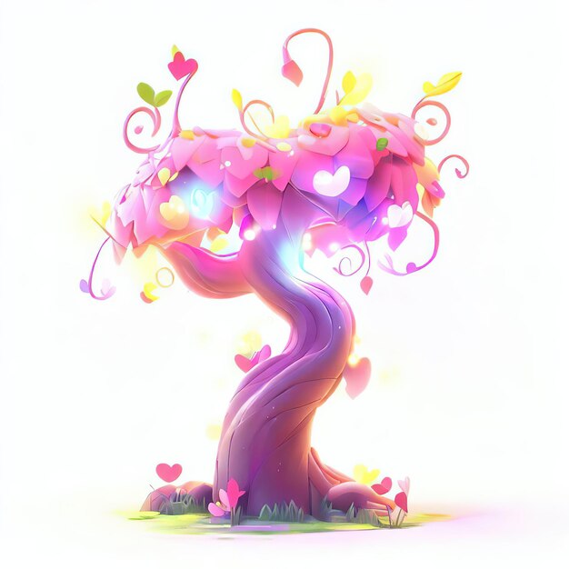 Un árbol colorido con corazones y la palabra amor.