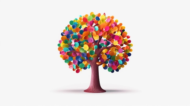 Un árbol colorido con muchos corazones