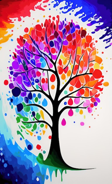 Foto un árbol colorido con las palabras 