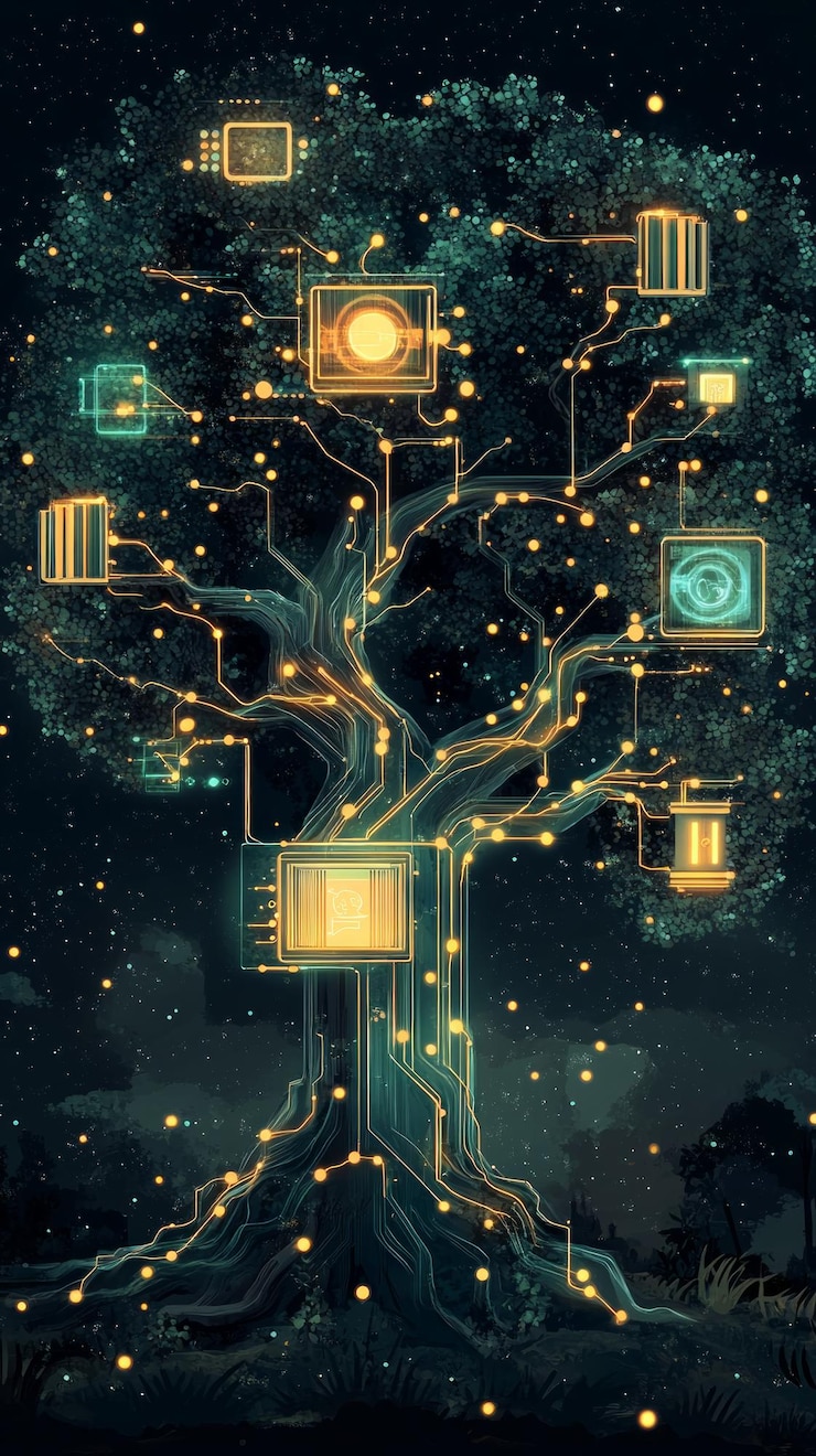 Foto el árbol del conocimiento digital alfabetización digital