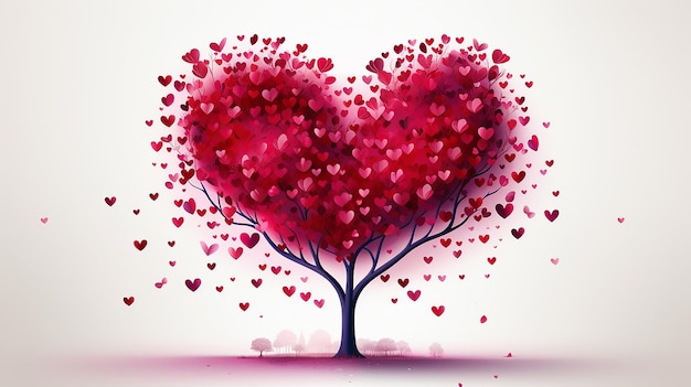 Un árbol con corazones que dice amor en la esquina inferior derecha ...