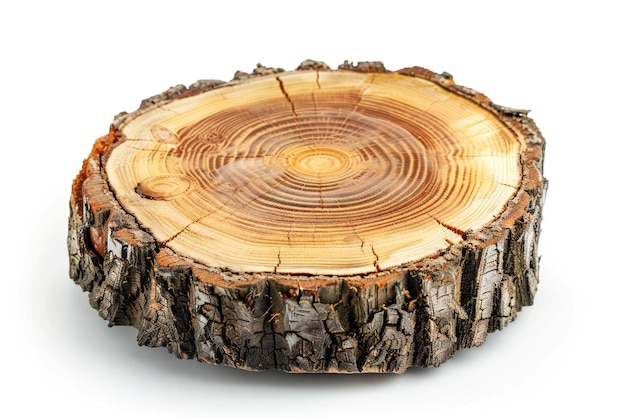 Árbol de corte redondo con anillos anuales en transparente