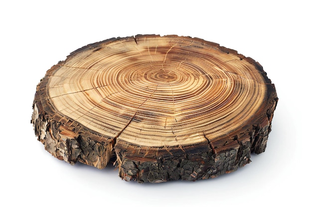 Árbol de corte redondo con anillos anuales en transparente